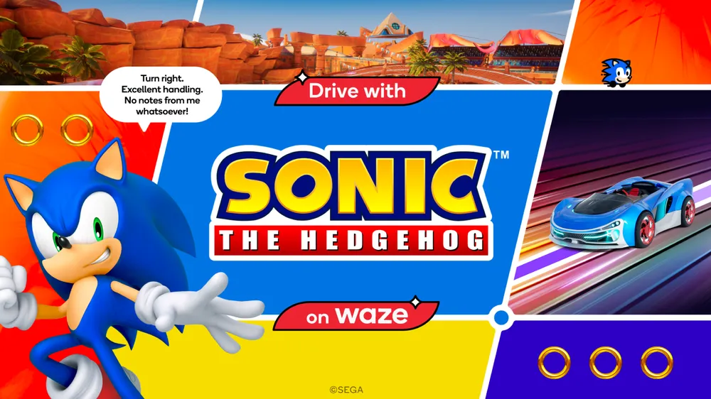 Waze Adds Sonic the Hedgehog as New Voice and Theme Option for Drivers Drive With Sonic the Hedgehog on Waze